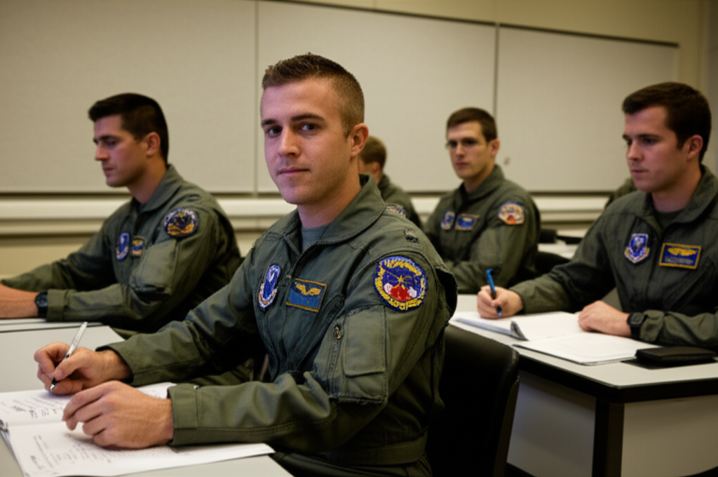 Military pilot training classroom