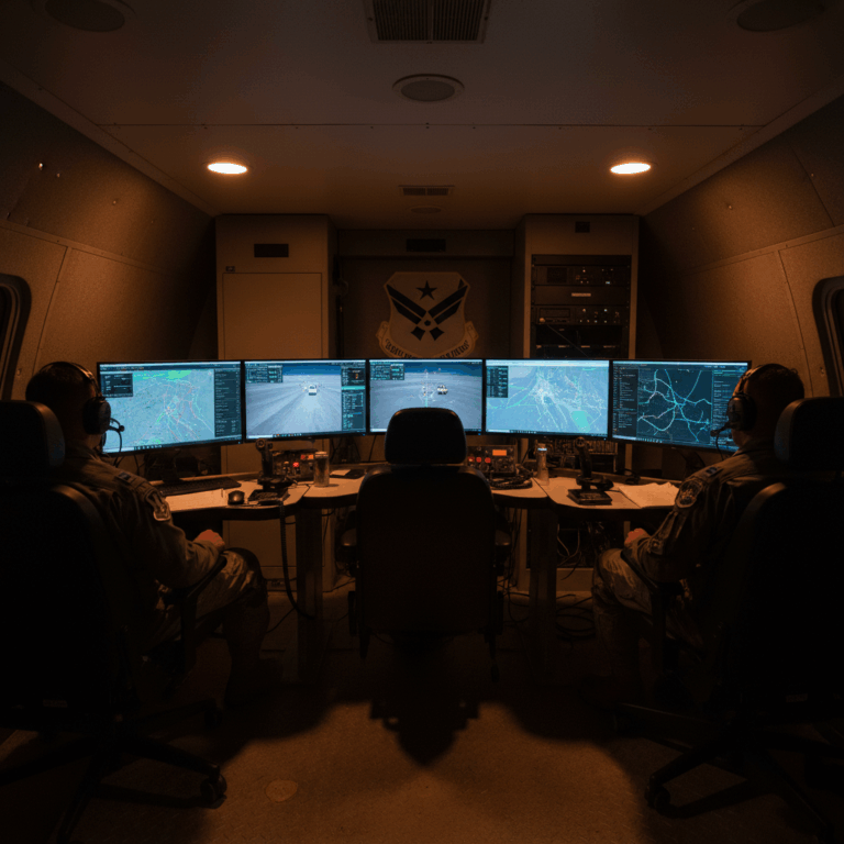 U.S. Air Force MQ-9 Reaper drone ground control station operators at Creech Air Force Base Nevada