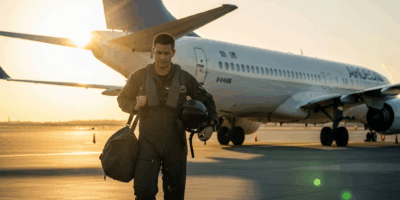 military pilot in flight suit walking toward a commercial ai 20260331 082406