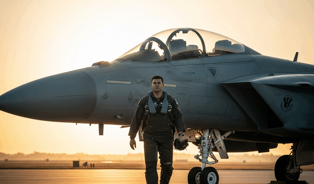 a us air force fighter pilot in flight suit walking toward a 20260529 121406