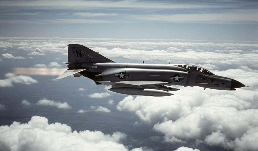 a vietnam era us air force f 4 phantom fighter jet banking h 20260529 120935